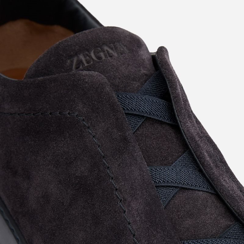 Zegna Triple Stitch Dark Blue Suede - side b