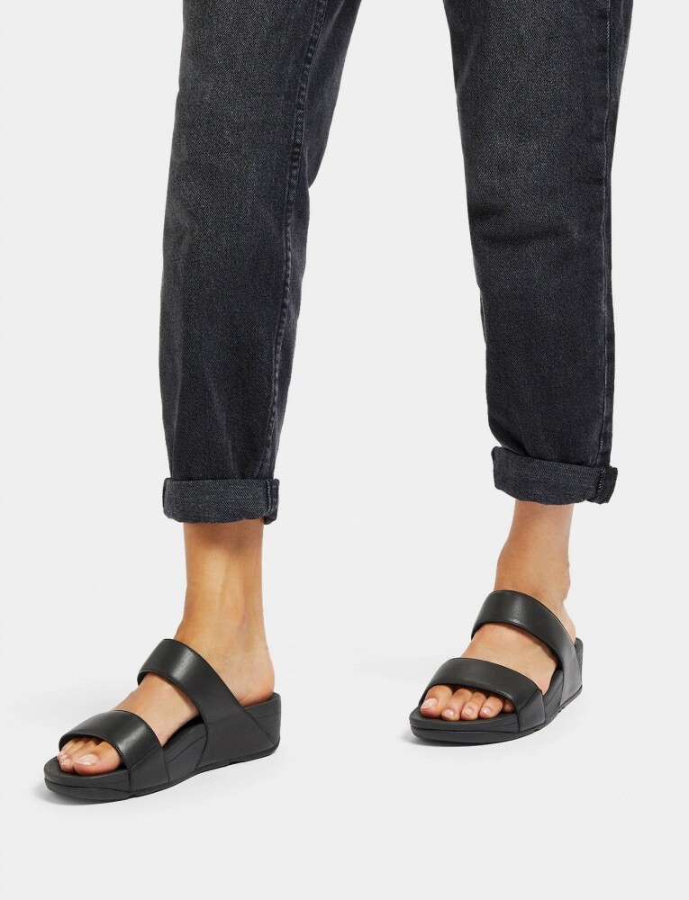 FitFlop Lulu Leather Slides   Black   42 - main photo