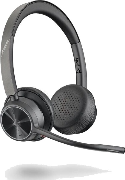 Poly Voyager 4320 - Voyager 4300 Series - Hodesett - On-Ear - Bluetooth - Trådløs, Kablet - Usb-C - Svart - Zoom Certified, Certified For Microsoft Teams