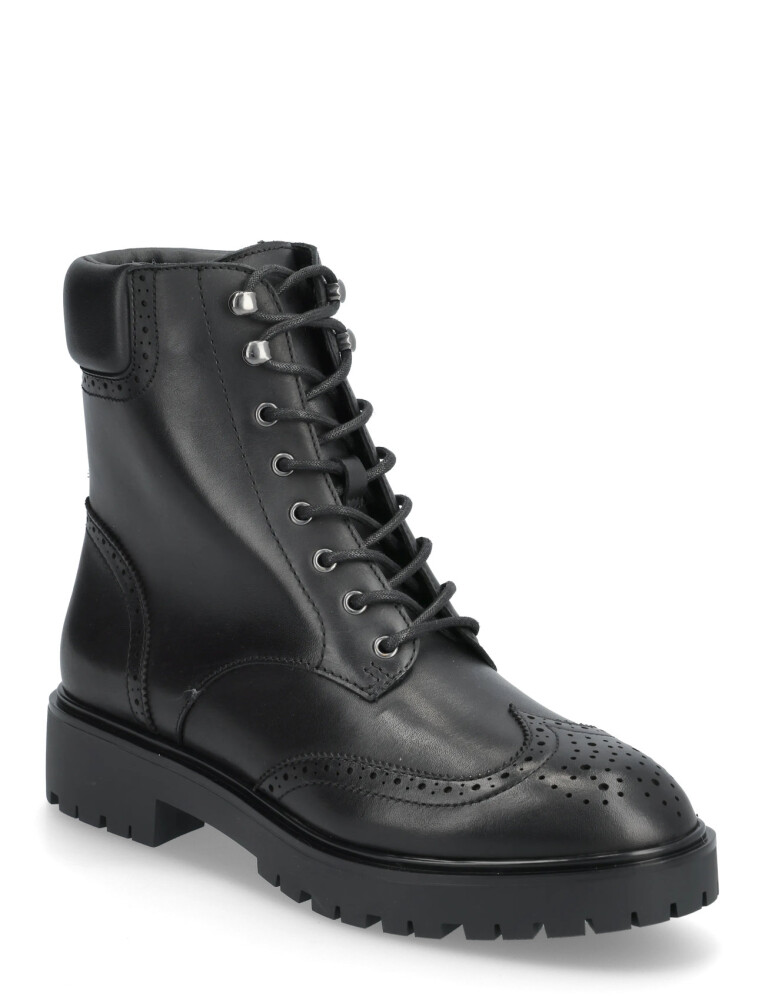 Lauren Ralph Lauren Allyson Perforated Lace-Up Bootie - Black - 40 - main photo