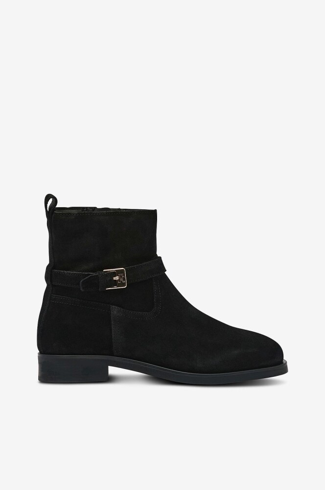 Tommy Hilfiger Boots TH Buckle Riding Suede Bootie Svart - main photo