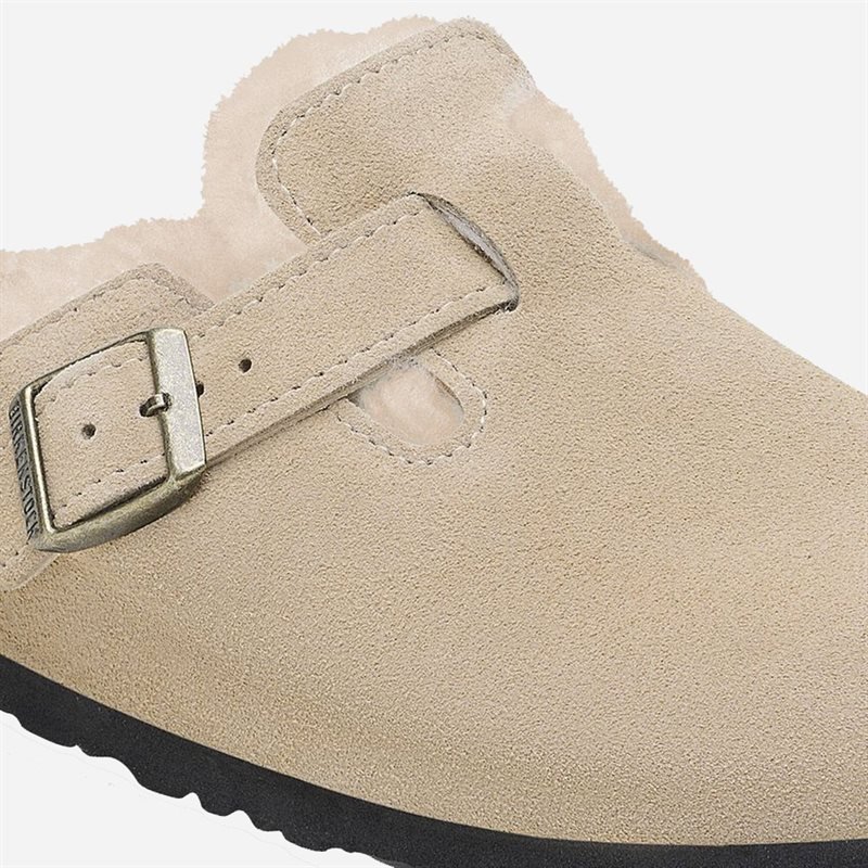 Birkenstock Boston Shearling Suede Leather/Fur Taupe - side b