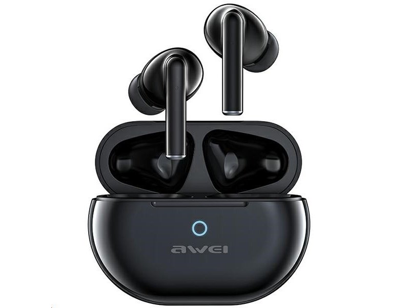 Awei Bluetooth 5.3 T61 Tws Hodetelefoner + Dockingstasjon Svart/Svart