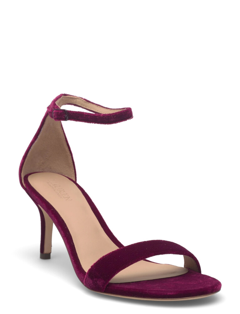 Lauren Ralph Lauren Allie Mid-Heel Velvet Sandal - Burgundy - 39 - main photo