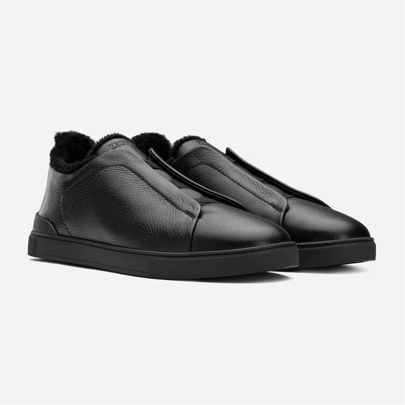 Zegna Triple Stitch Black Solid - side a