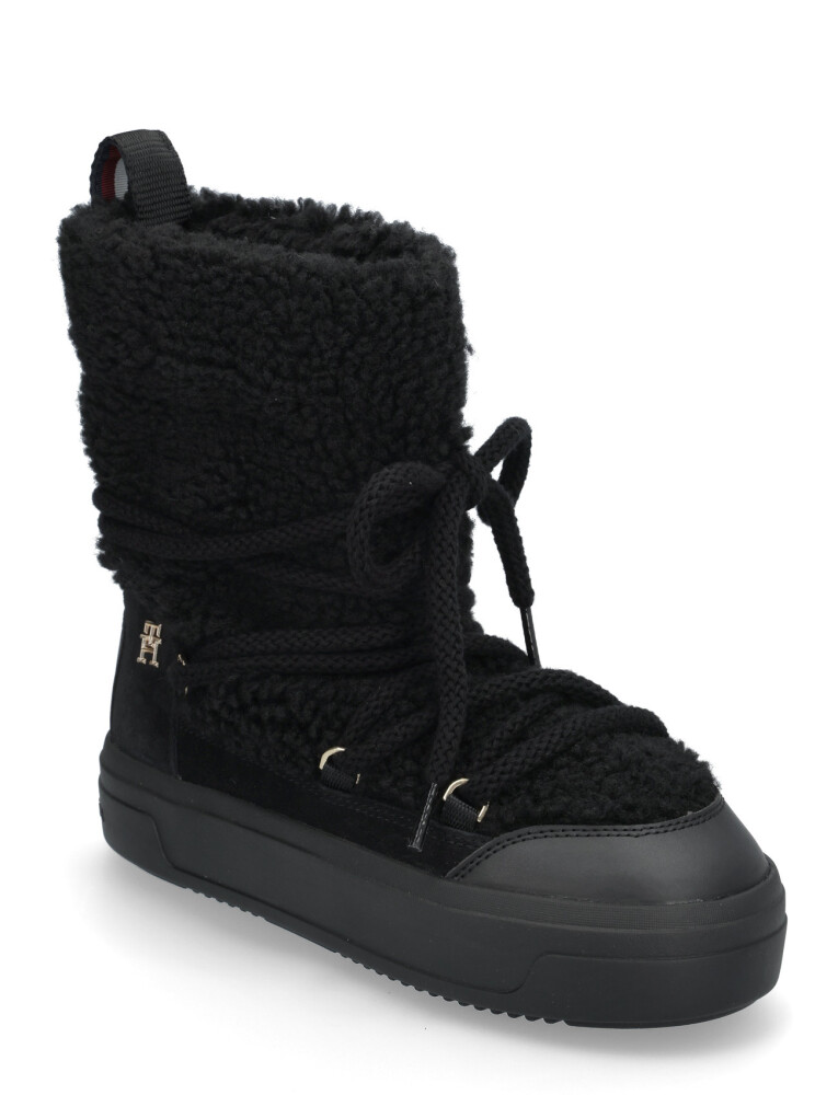 Tommy Hilfiger Lace-Up Faux Shearling Snowboot - Black - 37 - main photo