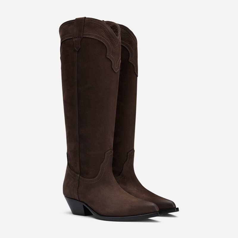 Laura Bellariva High Leather Boots Nabuk Soft T.Moro - side a
