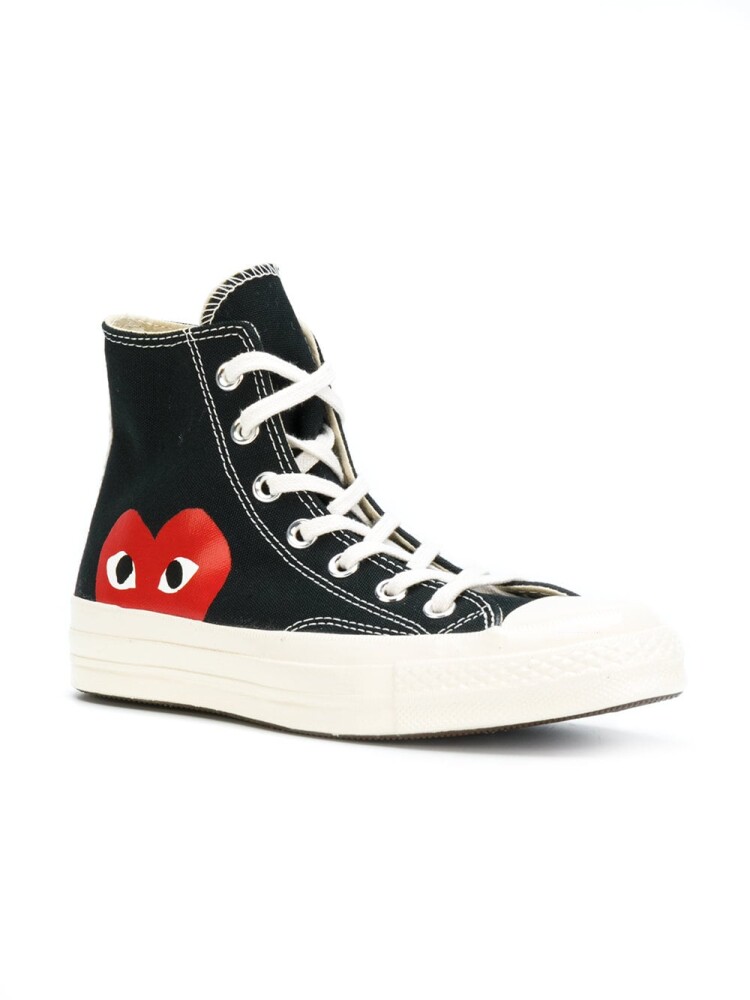 Comme Des Garcons Play X Converse Cdg Big Heart Hi Top Black Sko Sort  unisex 36.5 - side a