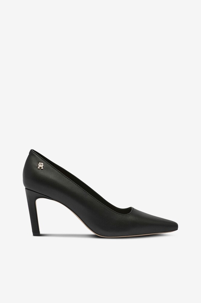 Tommy Hilfiger Pumps TH Logo Leather Pump Slanted HL Svart - main photo
