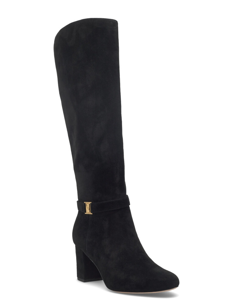 Lauren Ralph Lauren Kellie Suede Tall Boot Heel - Black - 39 - main photo