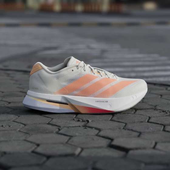 Adidas Women"s Adizero Boston 13 Off white/Beam orange/Acid orange 36 2/3 - side a