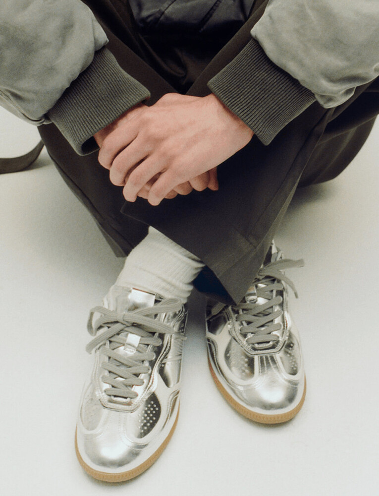 ALOHAS Tb.490 Rife Shimmer Silver Cream Leather Sneakers - Silver - 43 - main photo