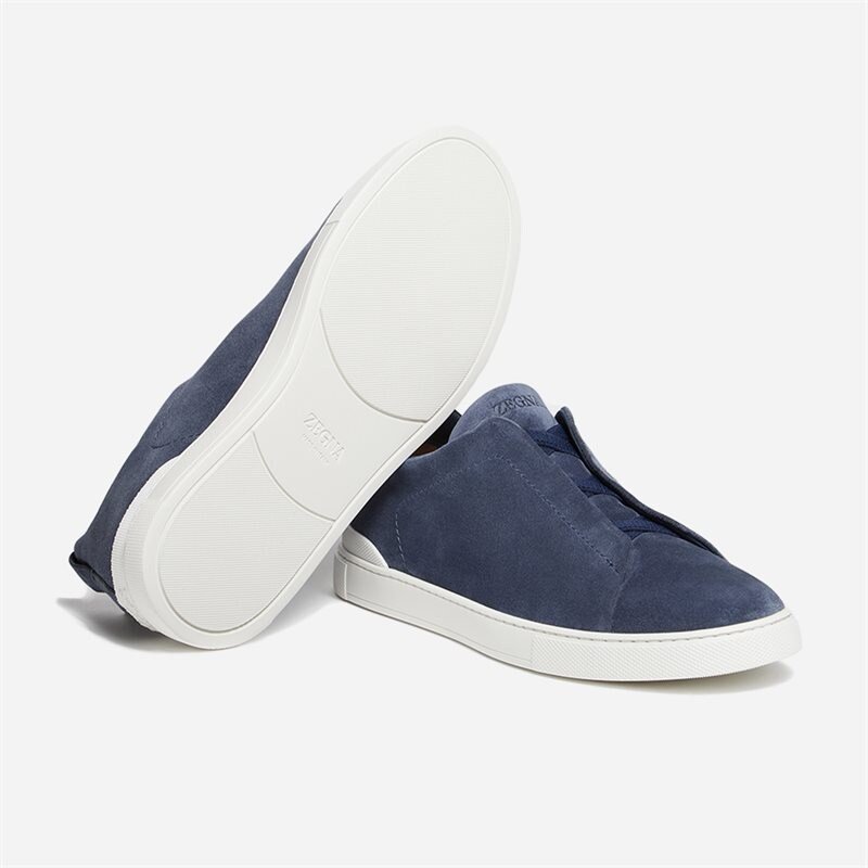 Zegna Triple Stitch Dark Blue Solid - side a