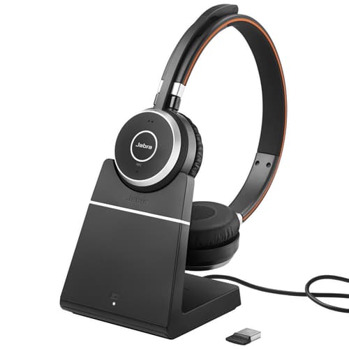 Jabra Evolve 65+ Uc + Chargning Stand Hodesett Usb-a Via Bluetooth-adapter Stereo Svart