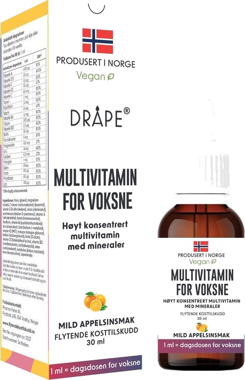 Dråpe Multivitamin Voksen appelsin 30 ml » Best Pris på Prisradar.no