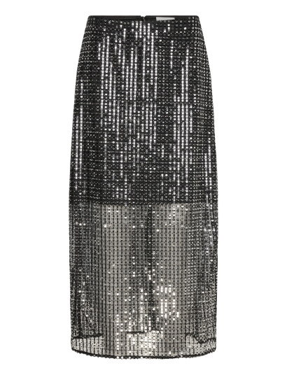 Malina Solina See Through Sequin Midi Skirt   Black   XXL