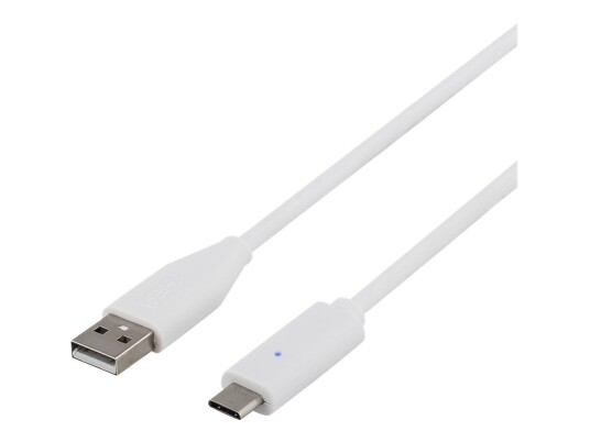 Deltaco USB-C Kabel 2m - USB 2.0 Hankjønn Hvit Deltaco USB-C Kabel 2m - USB 2.0 Hankjønn Hvit