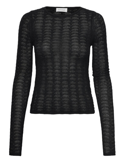 House Of Dagmar Wool Lace Top - Black - XXS House Of Dagmar Wool Lace Top - Black - XXS