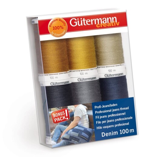 Gütermann Trådsett "Denim" 100 M 6 Trådsneller Gütermann