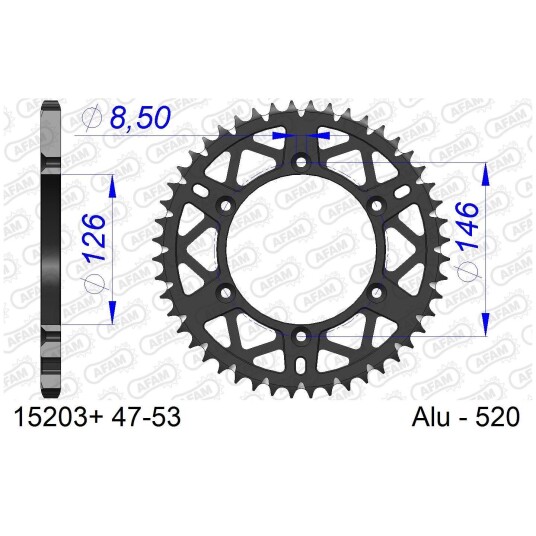AFAM Bakdrev, Alu#520 S/C, Suzuki, 50T DR/DRZ/RM/RMX/RMZ
