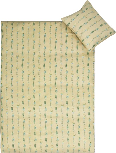 By Mats Stripete blomster sengetøy 100% bomull Junior sengetøy 115x135 cm Gult med stripete blomster