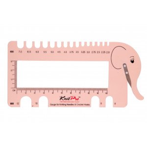 KnitPro Hæklenålemåler &amp; Strikkepindemåler Elefant Rosa
