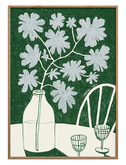 The Poster Club Tpc X Atelier Aha - Blue Flowers & Red Wine - Multi/patterned - 50X70CM