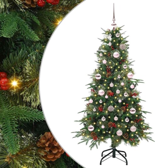  Kunstig sammensatt juletre med 150 LED grønn 150 cm PE og PVC