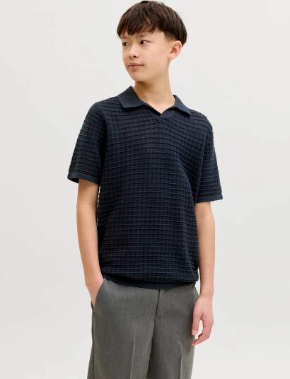 Jack & Jones Jornantucket Split Neck Polo Jnr Navy 176