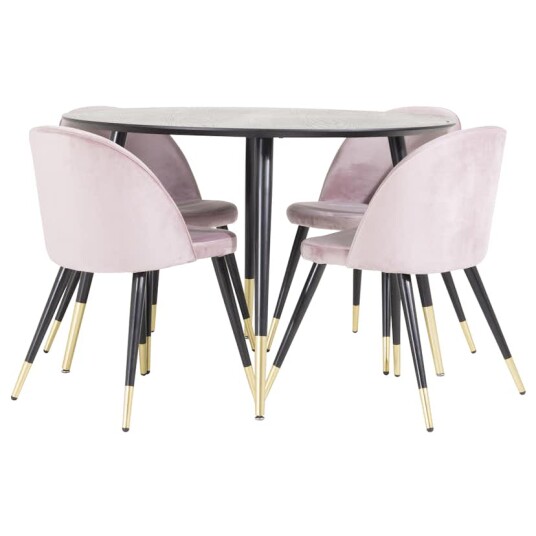 Venture Home Spisegruppe Venture Home Dipp Ø115 cm med 4 Velvet Stoler GR816S