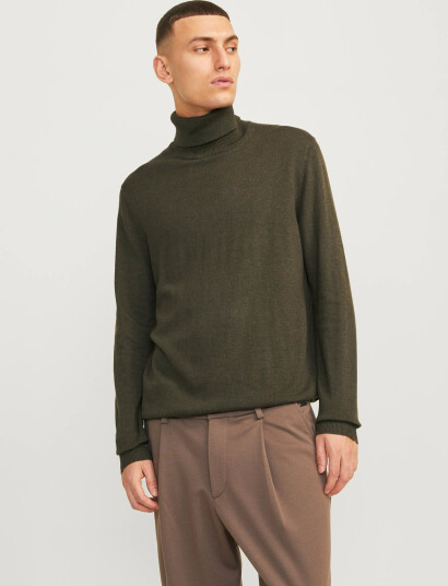 Jack & Jones Jjeemil Knit Roll Neck Noos - Khaki green - XL