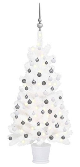 vidaXL Kunstig juletre med LED og kulesett 90 cm hvit