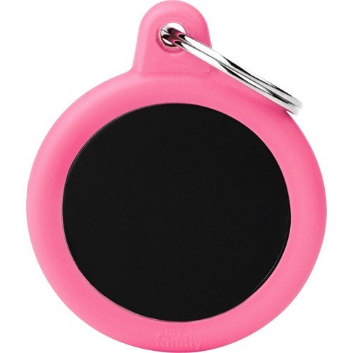 Myfamily Hushtag Sirkel Id Tag-Aluminium Med Plast Kant Sort/Rosa