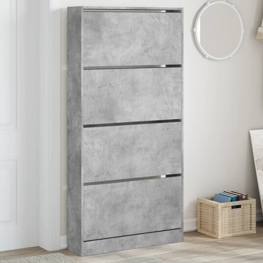  Skoskap med 4 vippeskuffer betonggrå 80x21x163,5 cm 8721012385610