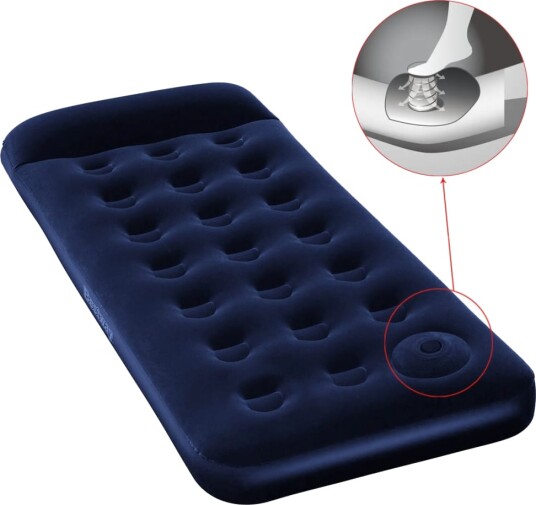 Bestway Oppblåsbar flokket luftseng med innebygd pumpe 185x76x28 cm