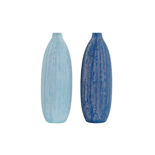 Dkd Home Decor Vase Dkd Home Decor Blå Himmelblå Marineblå Dolomite Middelhavet Aldret Overflate 11 X 11 X 36 Cm (2 Enheter)