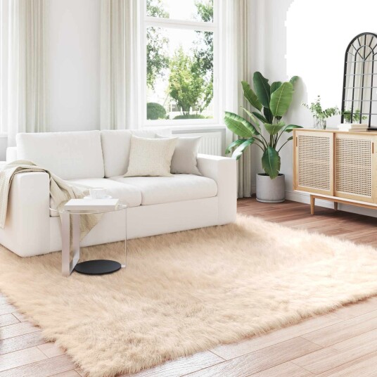 Faux Skinnmatte Tafalla Beige 200 x 200 cm Polyester