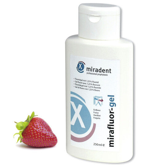 Dental gel Miradent MiraFluor-gel Emaljeherding 250 ml JORDBÆR Dental gel Miradent MiraFluor-gel Emaljeherding 250 ml JORDBÆR