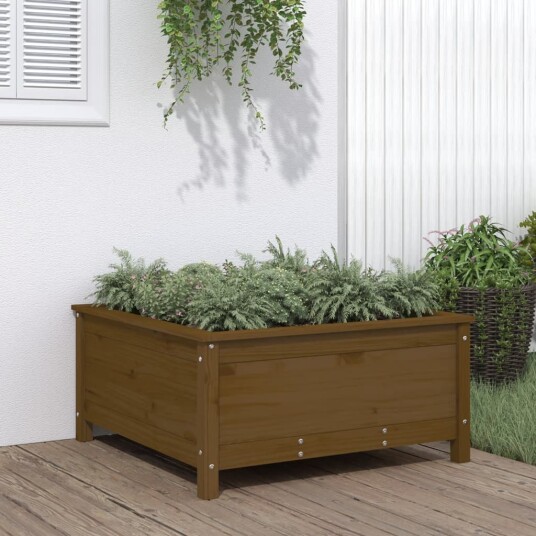 Plantekasse honningbrun 82,5x82,5x39 cm heltre furu