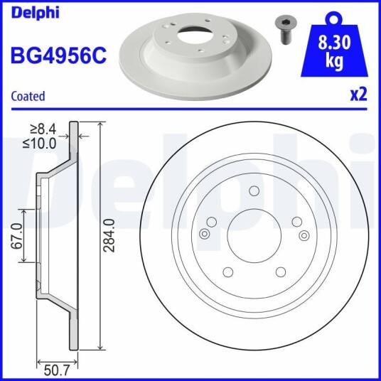 Bremseskive DELPHI BG4956C Bremseskive DELPHI BG4956C