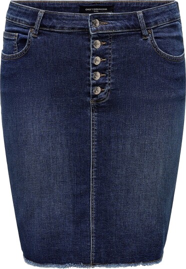 Only Carmakoma - Denim skjørt carWilly HW Btn Skirt Tai251 - Blå