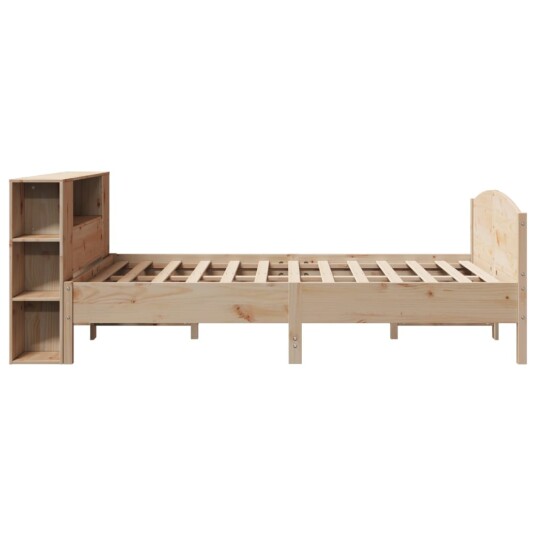 Seng med bokhylle uten madrass 140x200 cm heltre furu 3323065