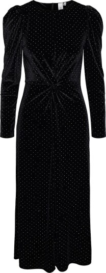 YAS Yashella Ls Velour Midi Dress - Show - BLACK - L