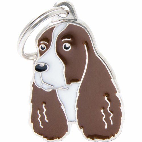 Myfamily Hundehalsbånd Springer Spaniel ID-merke - Brun med Gratis Gravering