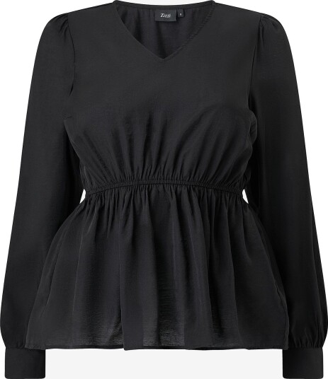 Zizzi Bluse Mdonna L/S Blouse Svart
