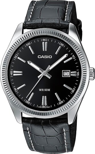 Casio Herreklokke MTP 1302PL 1AVEF Collection Sort/Lær Ø38 mm