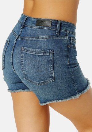 ONLY Blush Raw Denim Shorts Dark Blue Denim L ONLY Blush Raw Denim Shorts Dark Blue Denim L