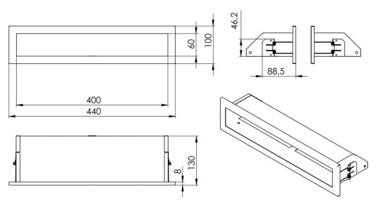 Parkanex Luftekanal Rett 40x6 Flere farger RR-PAR-206H