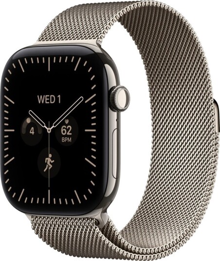 Apple Watch Series 12 46mm CEL (naturlig titan/naturlig Milanese Loop) S/M