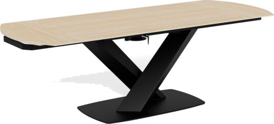 Salvas Uttrekkbart spisebord 160–240 cm ovalt - Sandfarget topp; svart base